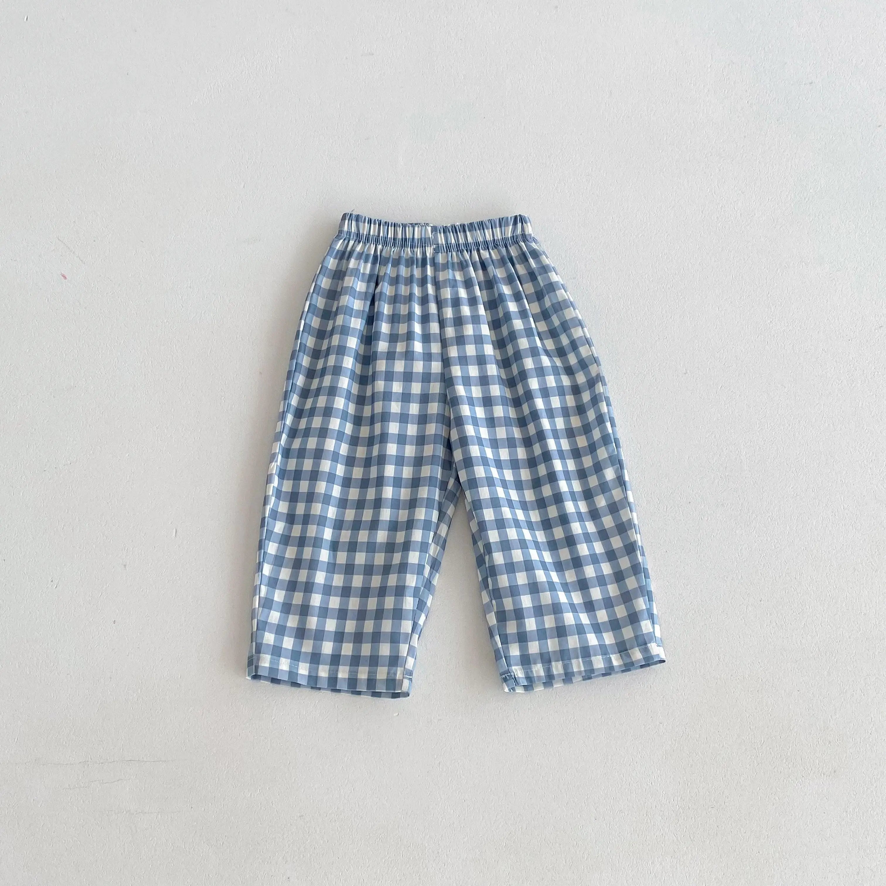 2024 novas crianças calças xadrez impresso dos desenhos animados moda bebê meninas meninos solto casual harem calças crianças roupas de verão