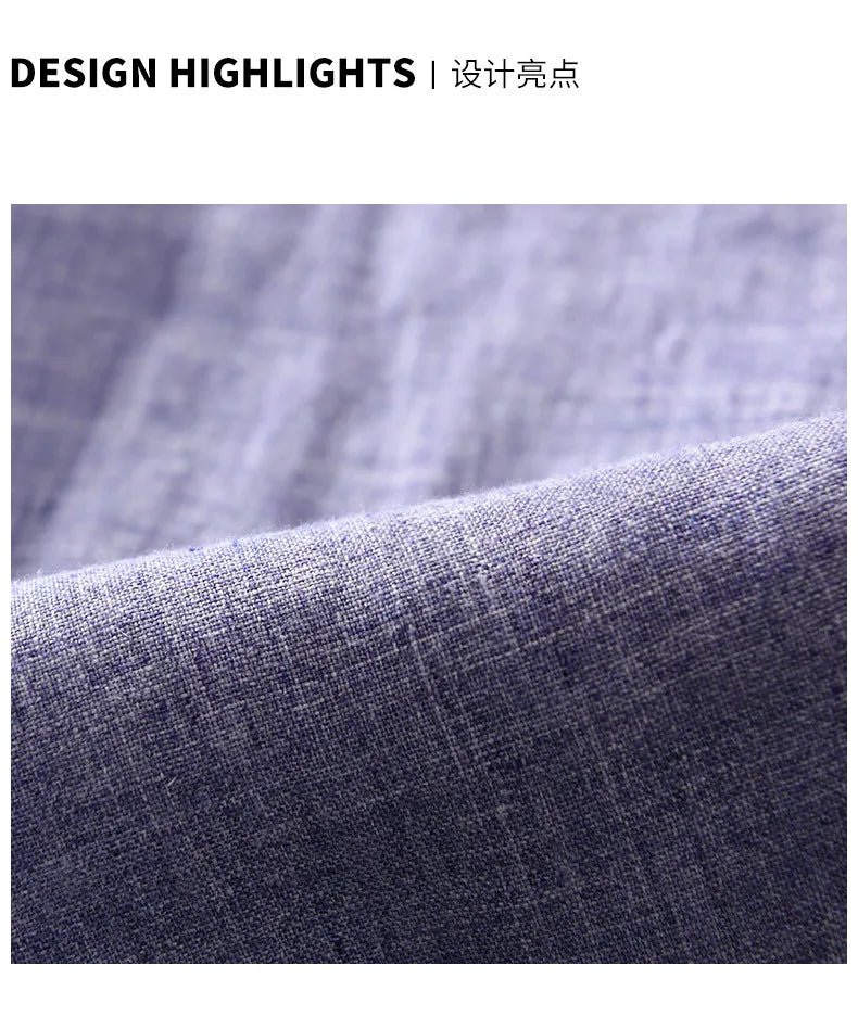 Camisa de linho respirável masculina, Top manga comprida, encaixe solto, Roupa extragrande, coreano sazonal