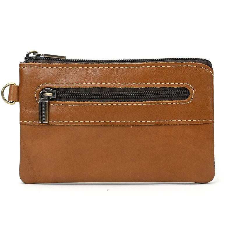Luufan couro genuíno zíper moeda cartão bolsa de couro real rfid titular do cartão embreagem carteiras slots para homens mulheres mini bolsa fina
