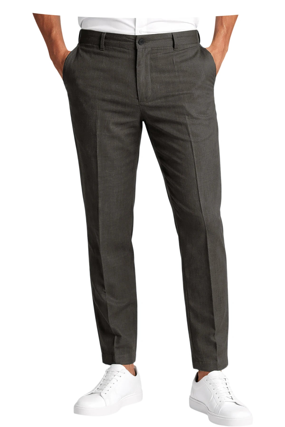 Calças Masculinas Premium em Mistura de Linho, Leves, Slim Fit, Resistentes a Rugas, para Escritório, Verão, Casual e Formal