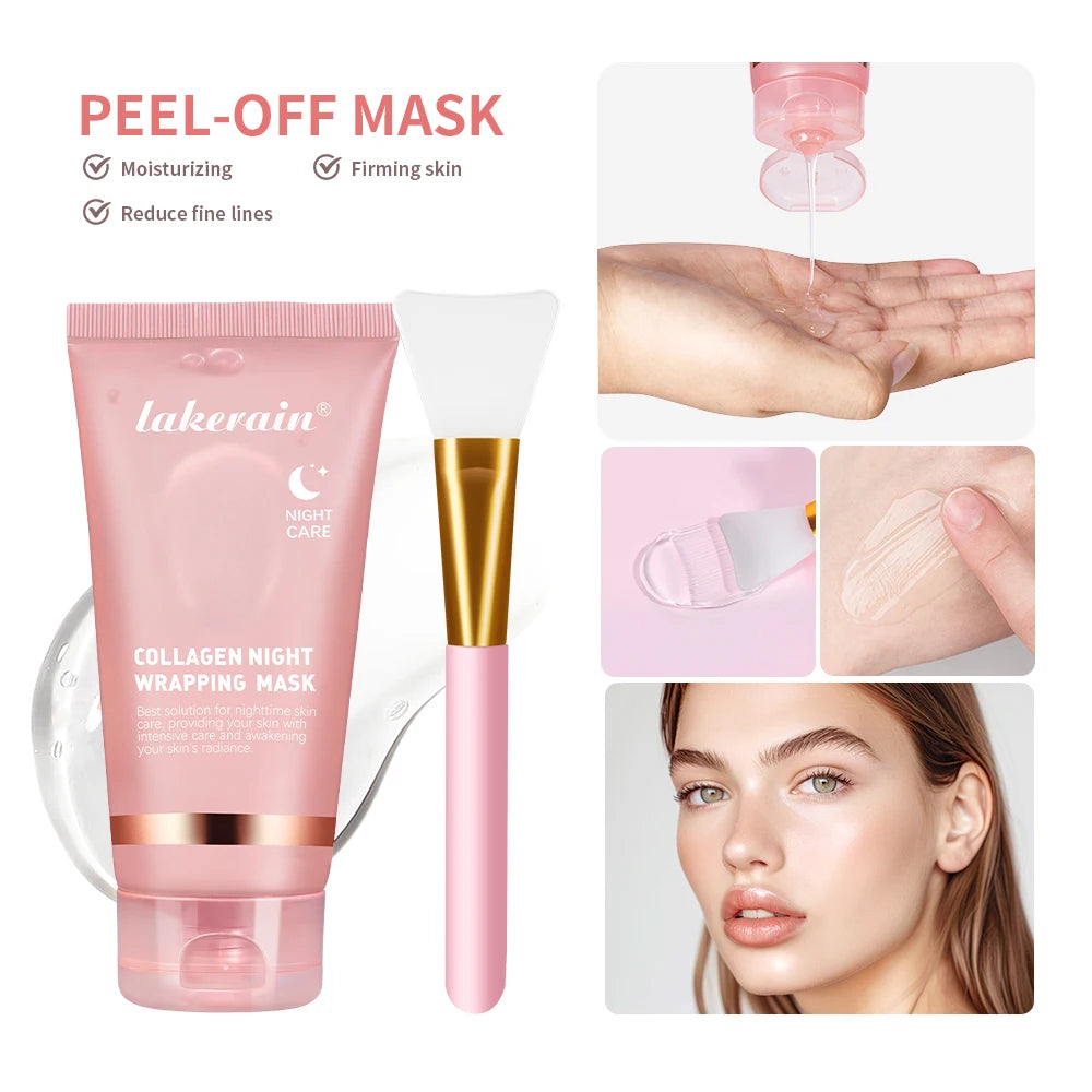 Conjunto de máscara facial de colágeno para embrulho noturno, máscara de embrulho noturno de colágeno coreano, hidrata profundamente, creme de máscara de cuidados noturnos