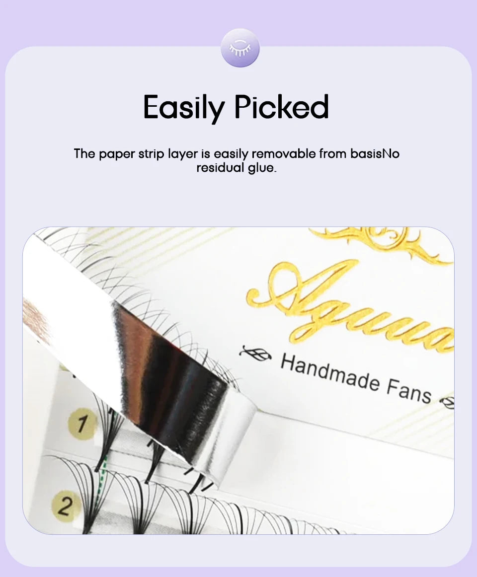 Aguud 3d/5d/7d/9d fino pré-fabricado fãs lash extensão pontiaguda base promade pico fãs cluster cílios volume russo lash extensão