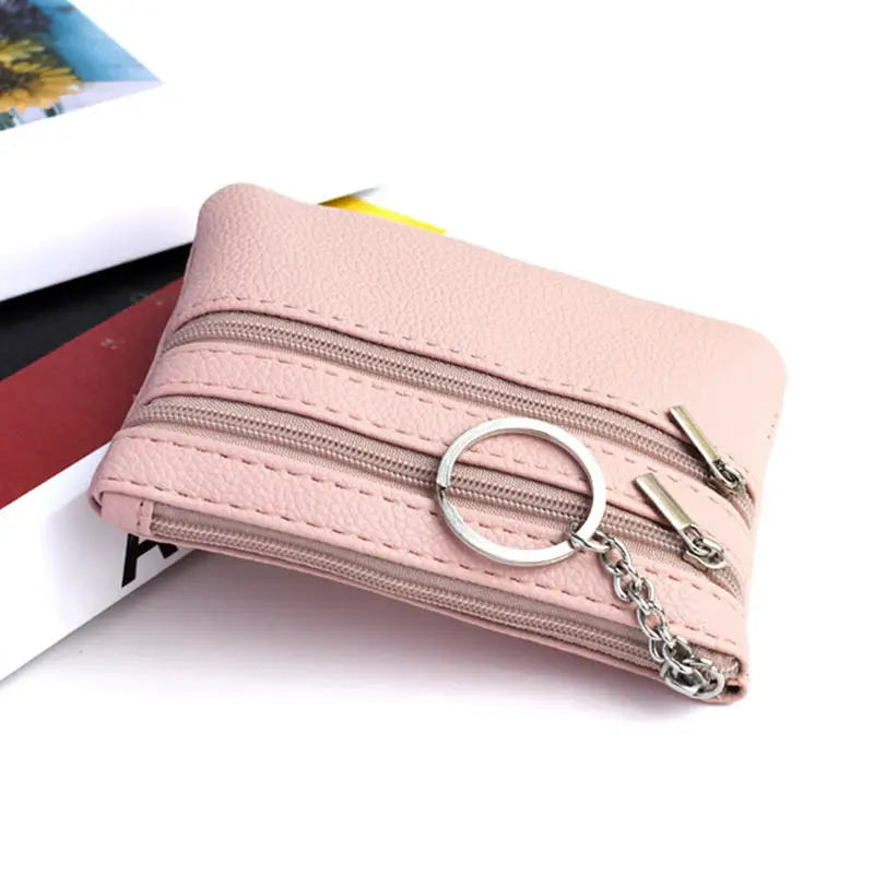 Bolsa de moedas de couro pu 2025 novo com chaveiro bolsa de bolso à prova d'água com zíper resistente ao desgaste porta-cartões de crédito masculino