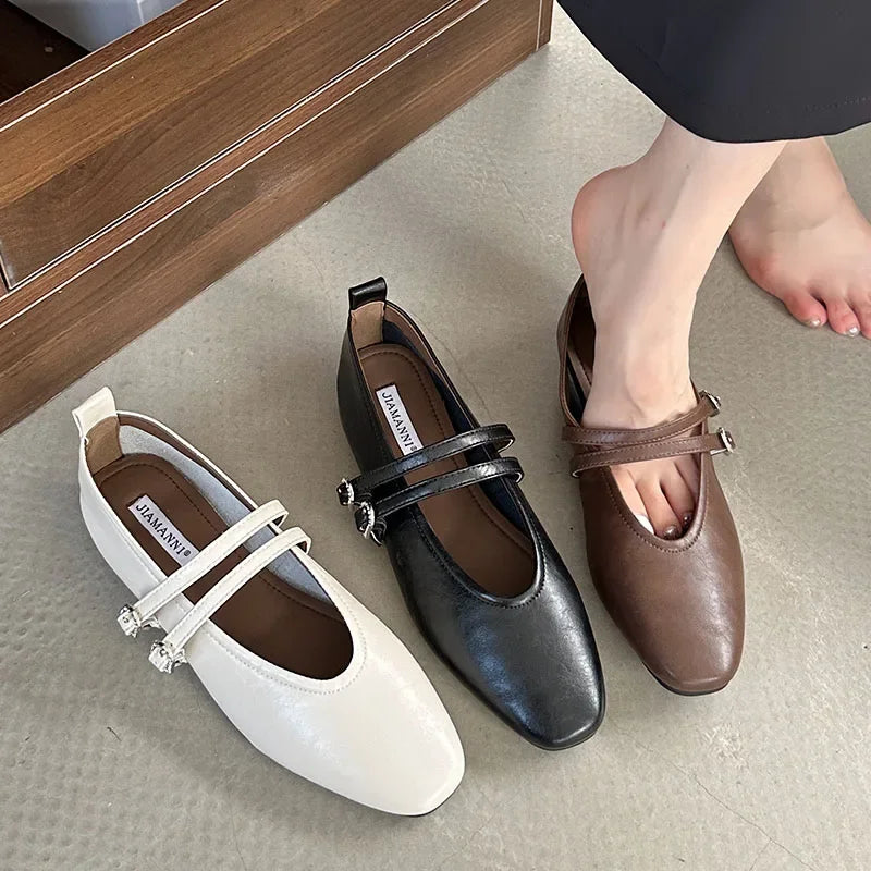 Feminino raso de luxo moda fivela cinta calçados femininos senhoras apartamentos com sapatos mulher apartamentos mary janes sapatos para mulher