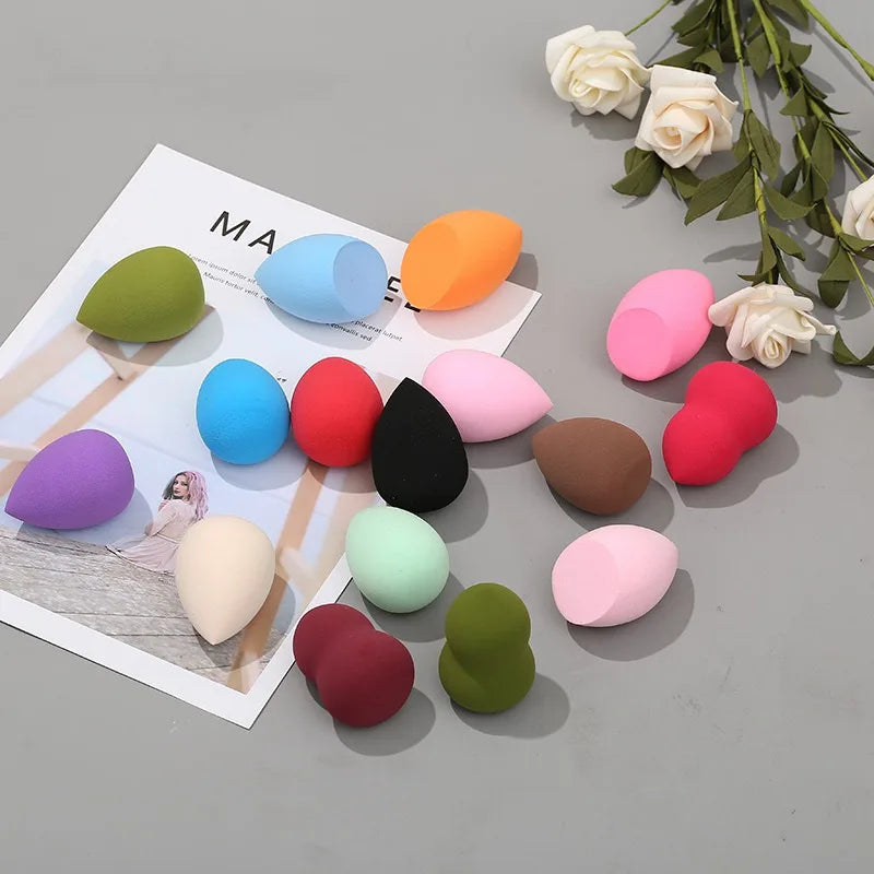 Conjunto de 12 esponjas de maquiagem, adequadas para aplicação de BB cream líquido e em pó, esponja de maquiagem tipo ovo para uso seco e molhado.