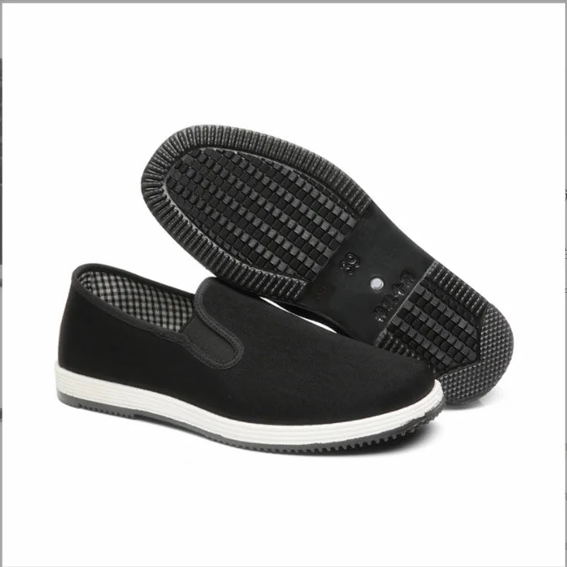 Clássico masculino algodão pano sapatos tradicional chinês tai-chi tênis de treinamento de arte marcial respirável wearable calçado esportivo