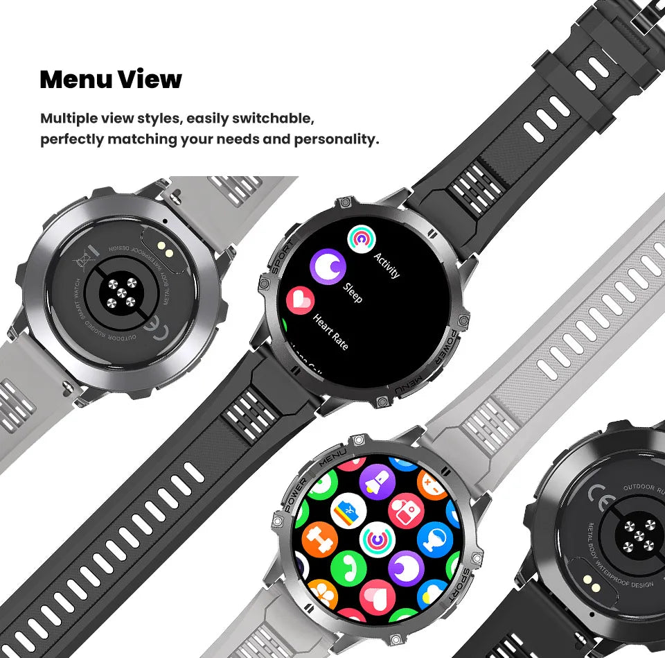Relógio Inteligente Masculino T REX 3 com Tela AMOLED de 1.73", Bússola, Chamada BT, Resistente à Água 1ATM, Relógios Esportivos para Homens IOS Android 2026
