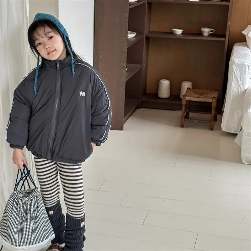 2024 inverno novas crianças manga longa quente carta casaco mais veludo grosso meninos para baixo jaquetas do bebê meninas acolchoado jaqueta crianças roupas