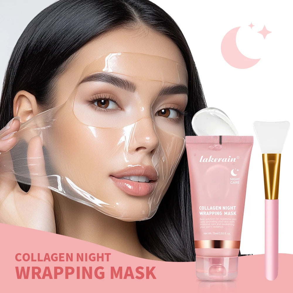 Máscara Facial Noturna de Colágeno Peel Off Hidratante, Reduz Linhas Finas e Ressecamento, Hidratação e Iluminação, Cuidados com a Pele Coreana