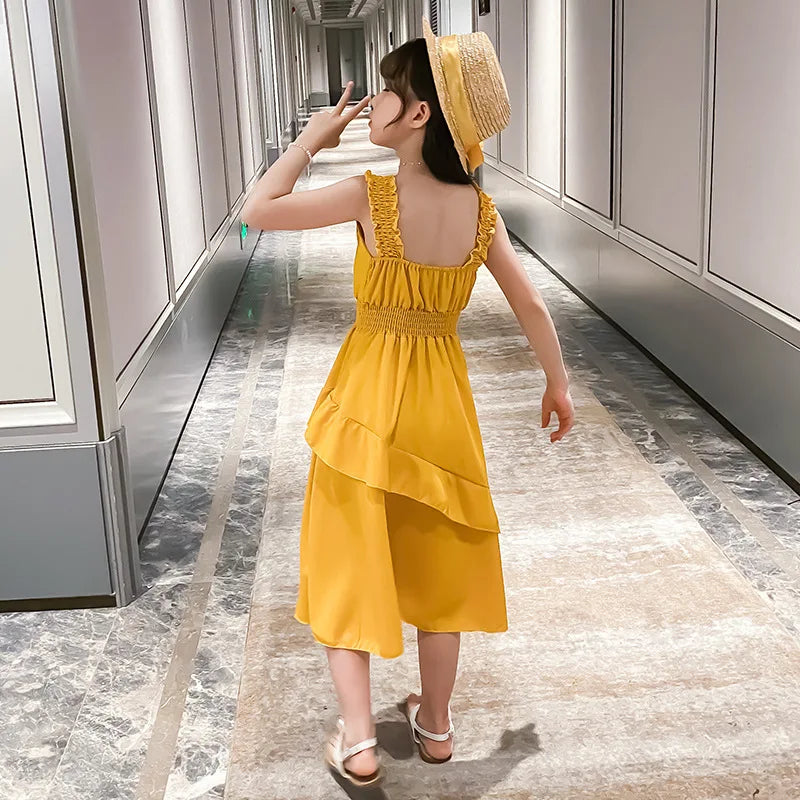 Vestidos de Festa Sem Mangas em Chiffon para Meninas, Estilo Princesa, para Crianças de 4 a 12 Anos