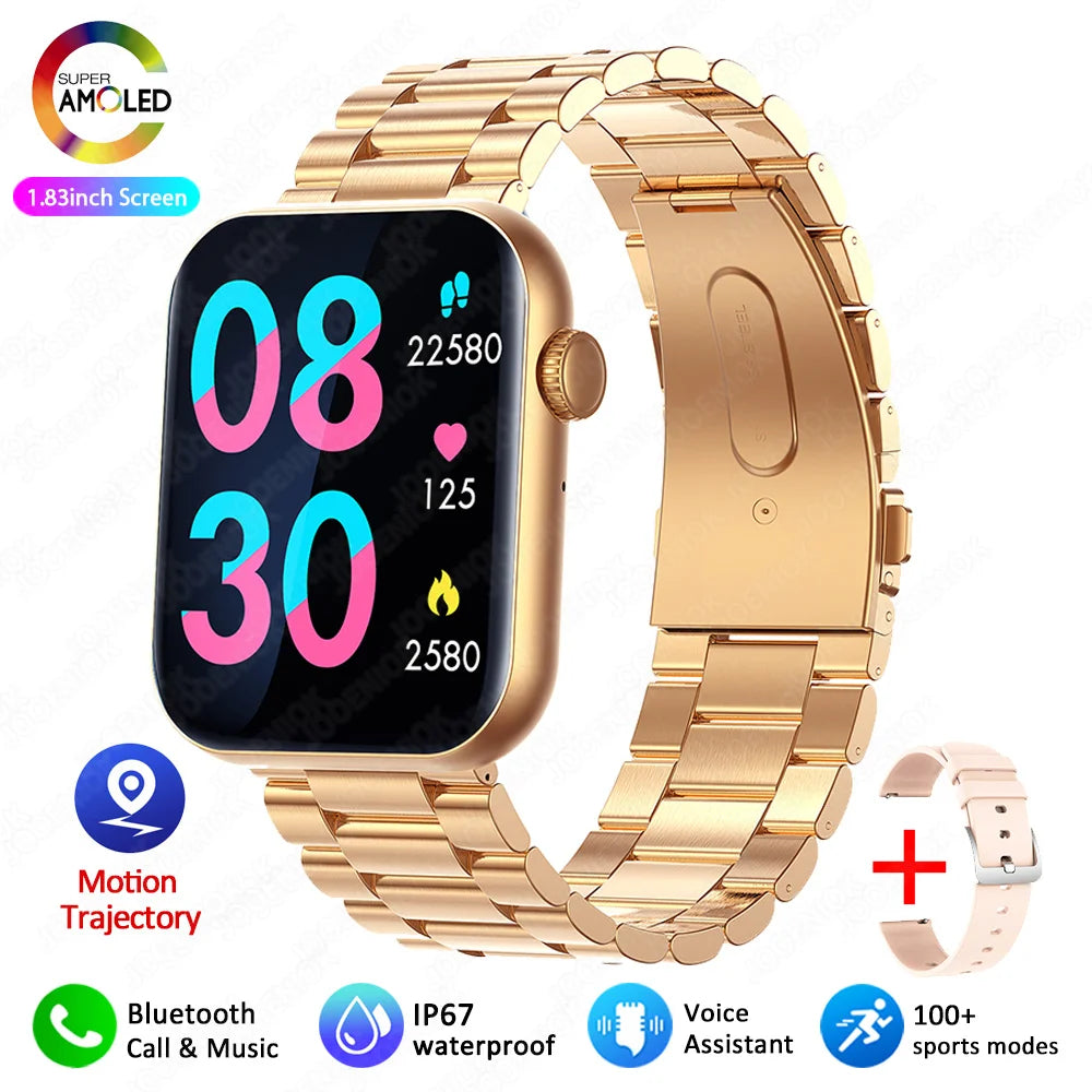 2025 novo relógio inteligente tela de toque completa bluetooth chamada ai voz freqüência cardíaca relógios à prova dwaterproof água pulseira esportiva smartwatch feminino