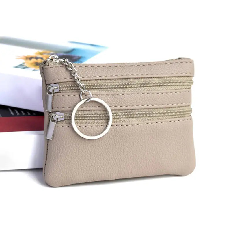 Bolsa de moedas de couro pu 2025 novo com chaveiro bolsa de bolso à prova d'água com zíper resistente ao desgaste porta-cartões de crédito masculino