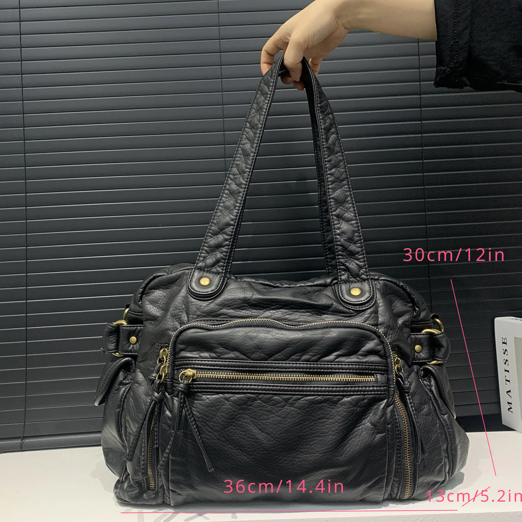 Moda feminina retro sacola de couro macio do plutônio grande capacidade bolsa de ombro y2k punk multi bolso crossbody bolsa