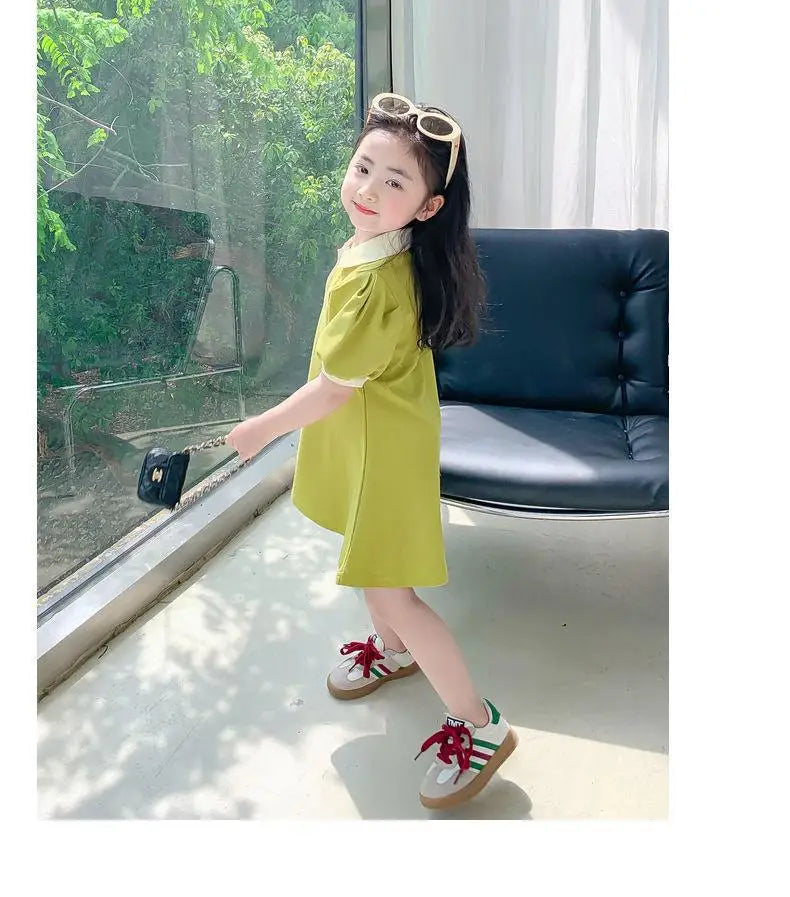 Novo Vestido Estilo Coreano 2026 para Crianças, Vestido de Verão Doce com Alças e Tule para Meninas