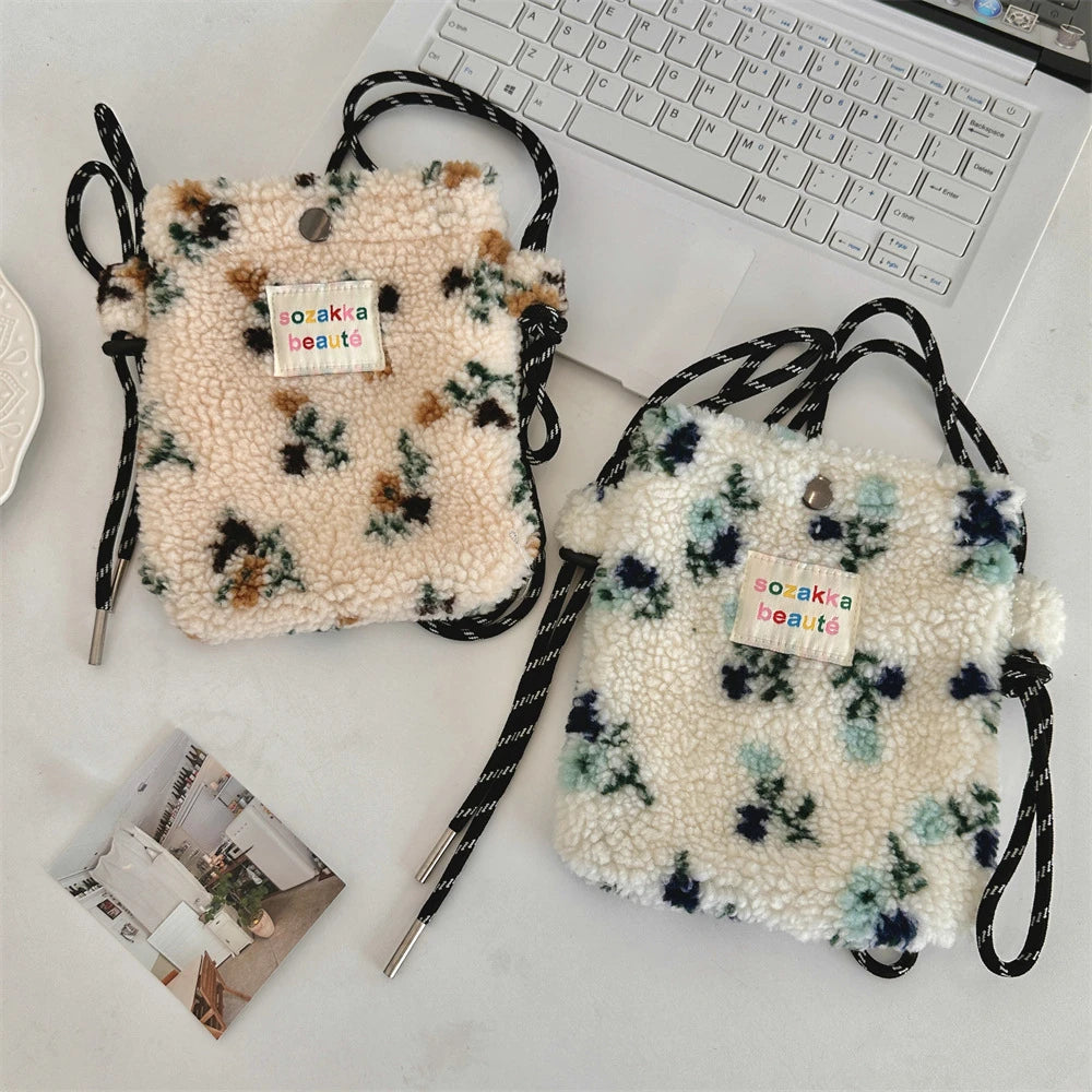 Novo ponto de pelúcia crossbody sacos para mulheres bonito rosa bolsa de ombro bolsas bolsa de telefone portátil