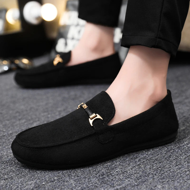 Primavera verão azul camurça mocassins homens deslizamento em mocassins macios respirável apartamentos sapatos de condução sapatos casuais de couro feitos à mão