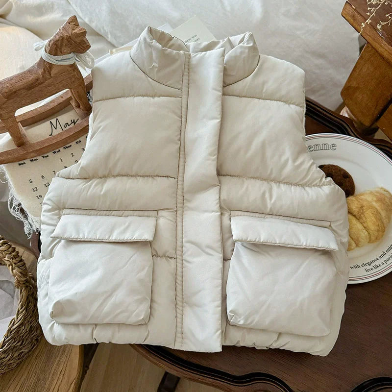 Outono crianças para baixo colete de algodão inverno meninas meninos quentes sem mangas casacos crianças moda roupas outerwear 2-6 anos