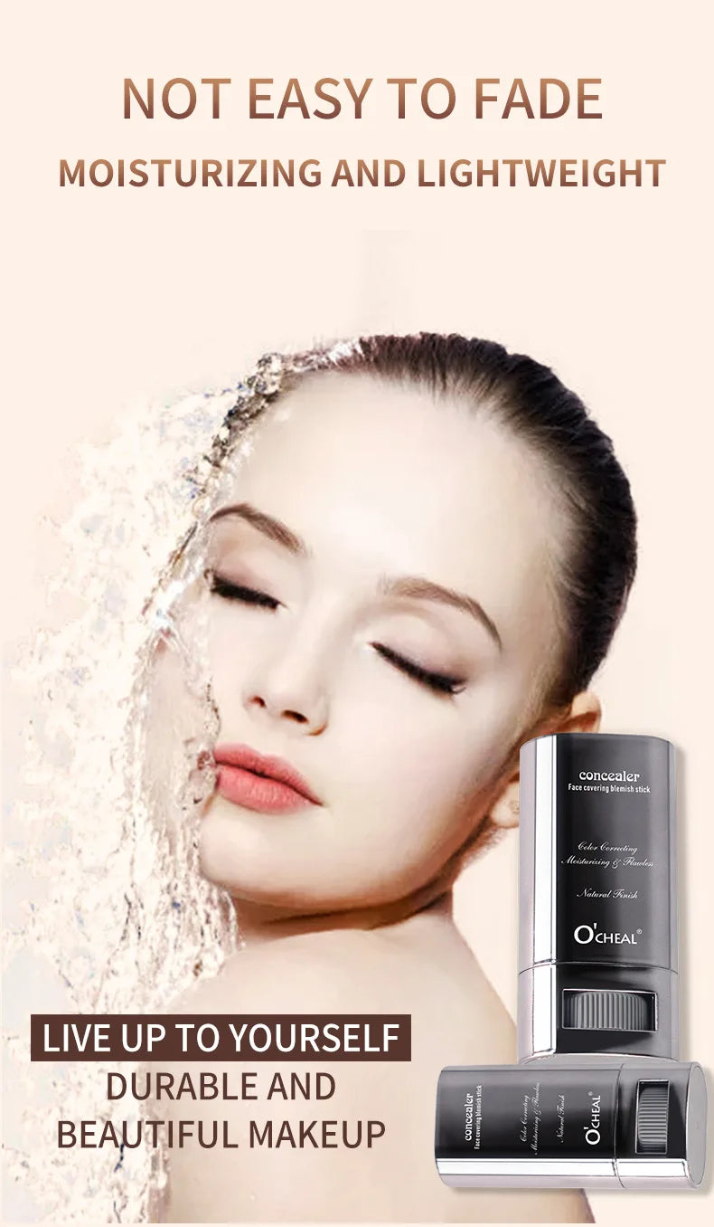 Bastão de Corretivo Líquido - Cobre Marcas de Acne, Olheiras, Tatuagens e Sardas, Base Cosmética de Cobertura Total para o Rosto