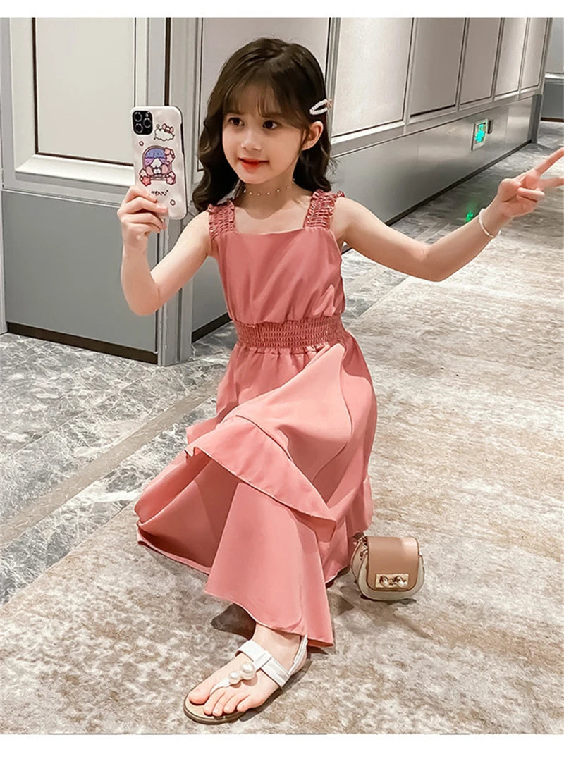 Vestidos de Festa Sem Mangas em Chiffon para Meninas, Estilo Princesa, para Crianças de 4 a 12 Anos