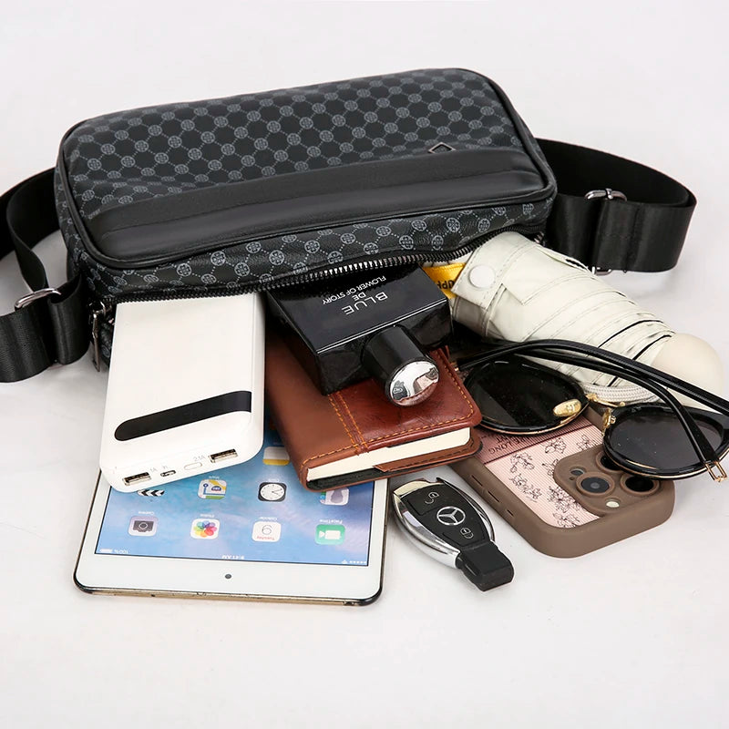 Bolsas de Ombro Casuais e Leves para Homens, Bolsa Mensageiro de Couro PU Macio, Bolsa Transversal Confortável com Alça Larga