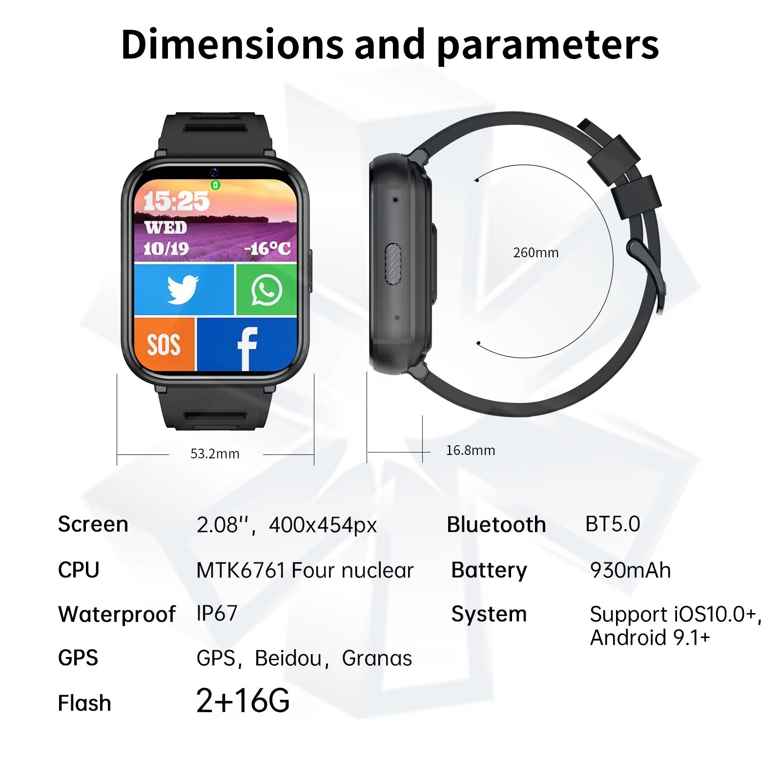 Relógio Inteligente Q668 4G 2025, Relógio de 1,99 Polegadas para Homens, Presente com SIM, Wifi, Android, IOS, à Prova d'Água, GPS para Xiaomi