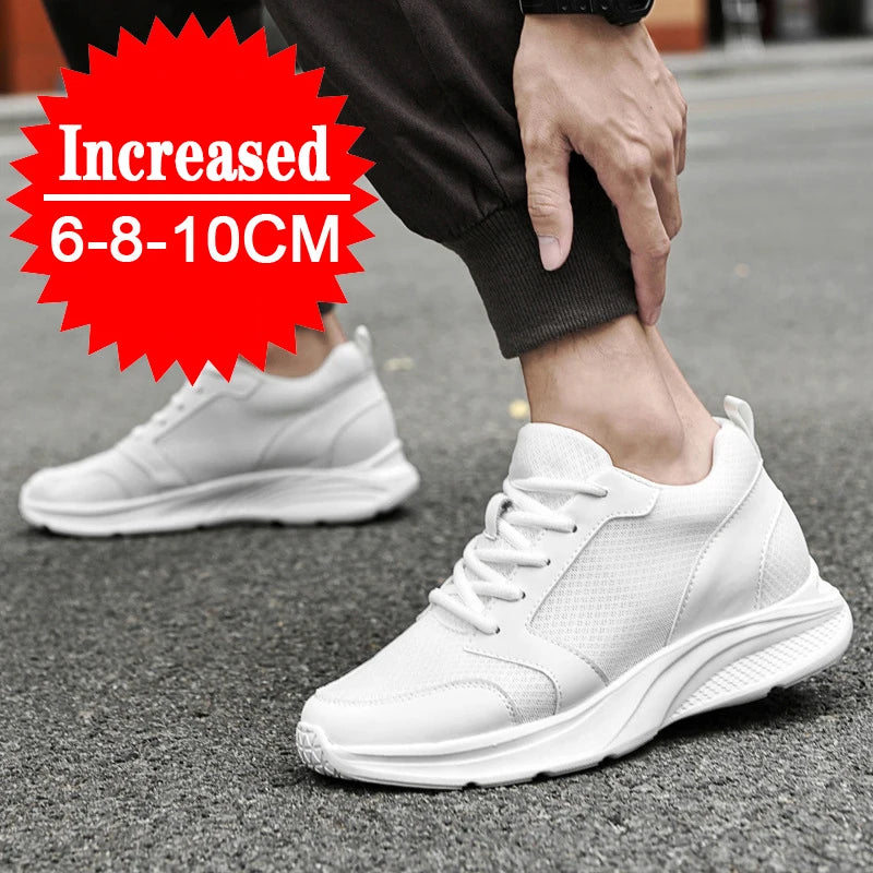 Homens sapatos de elevador aumento de altura tênis sapatos para homem 10cm esportes sapatos casuais invisível sapatos de aumento interno para homem 8cm