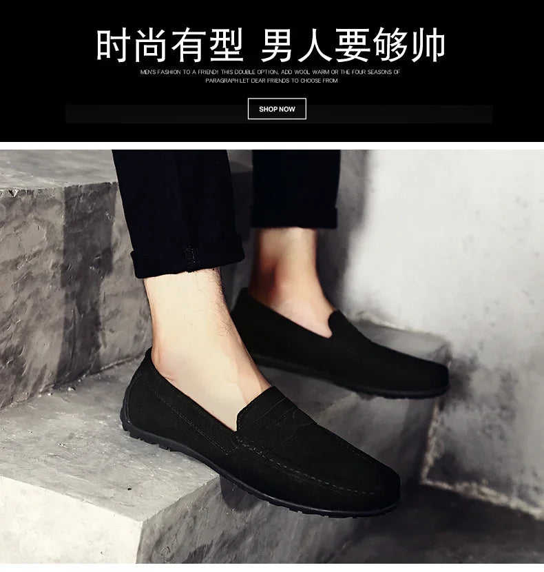 Couro do plutônio camurça de vaca sapatos masculinos marca luxo casual formal mocassins calçados preto masculino sapatos de condução hombres