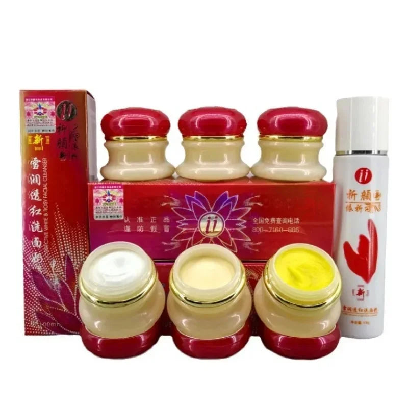 Yiqi Beauty - Conjunto de Coberturas Vermelhas Clareadoras para Mulheres, Creme ABC Hidratante, Bai Li Tou Hong, Eficaz por 7 Dias