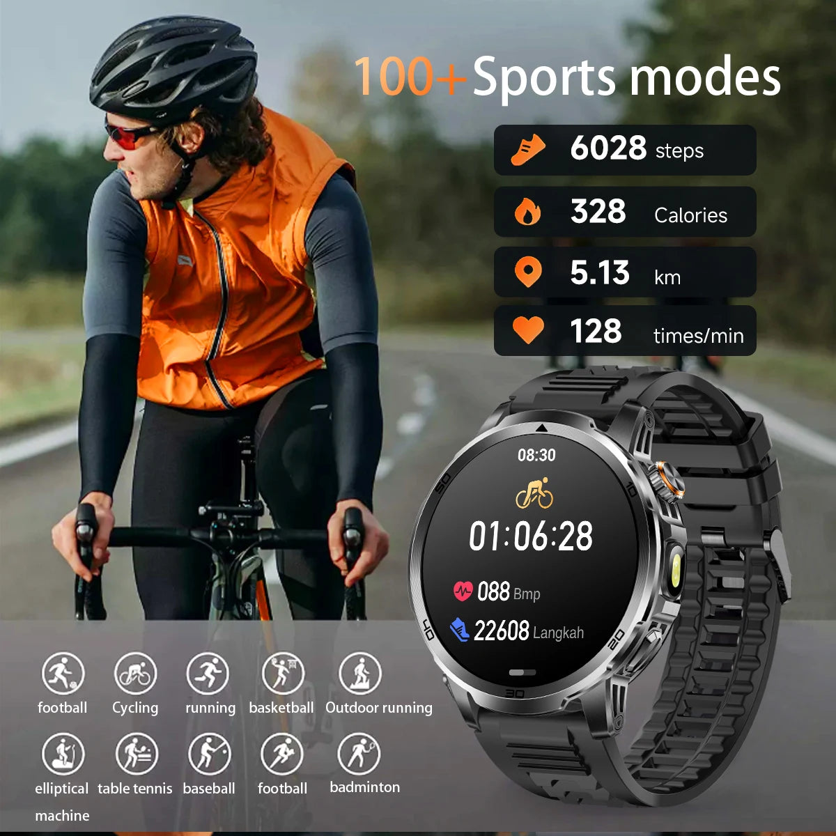 Novos Relógios Inteligentes Militares para Atividades ao Ar Livre 2026, Tela AMOLED de 1,85 polegadas, Bateria Grande de 1000mAh, À Prova D'água 10ATM, Chamada, Esportes, Pulseira Fitness Masculina