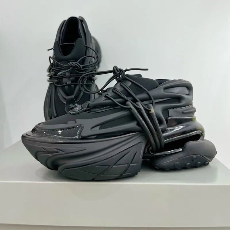 2025 mulheres tênis de plataforma fundo grosso rendas sapatos dedo do pé apontado confortável antiderrapante ao ar livre sapatos de marca para homem
