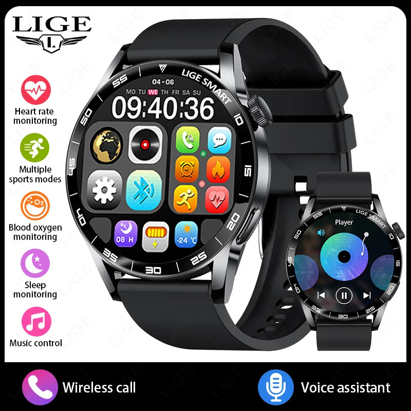 Relógio Inteligente LIGE 2026 com Chamadas de Voz para Homens, Tela HD de 1.38", IP68 à Prova D'água, Relógio Esportivo e Fitness, Novo Smartwatch para Homens e Mulheres, Compatível com Android e iOS