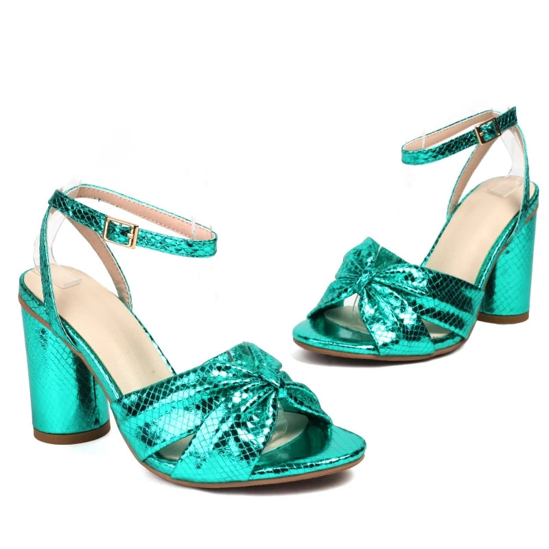 Sandálias femininas de luxo sapatos de verão 2025 tira no tornozelo ouro prata salto alto flip flops feminino festa sapatos de dança tamanho grande 50