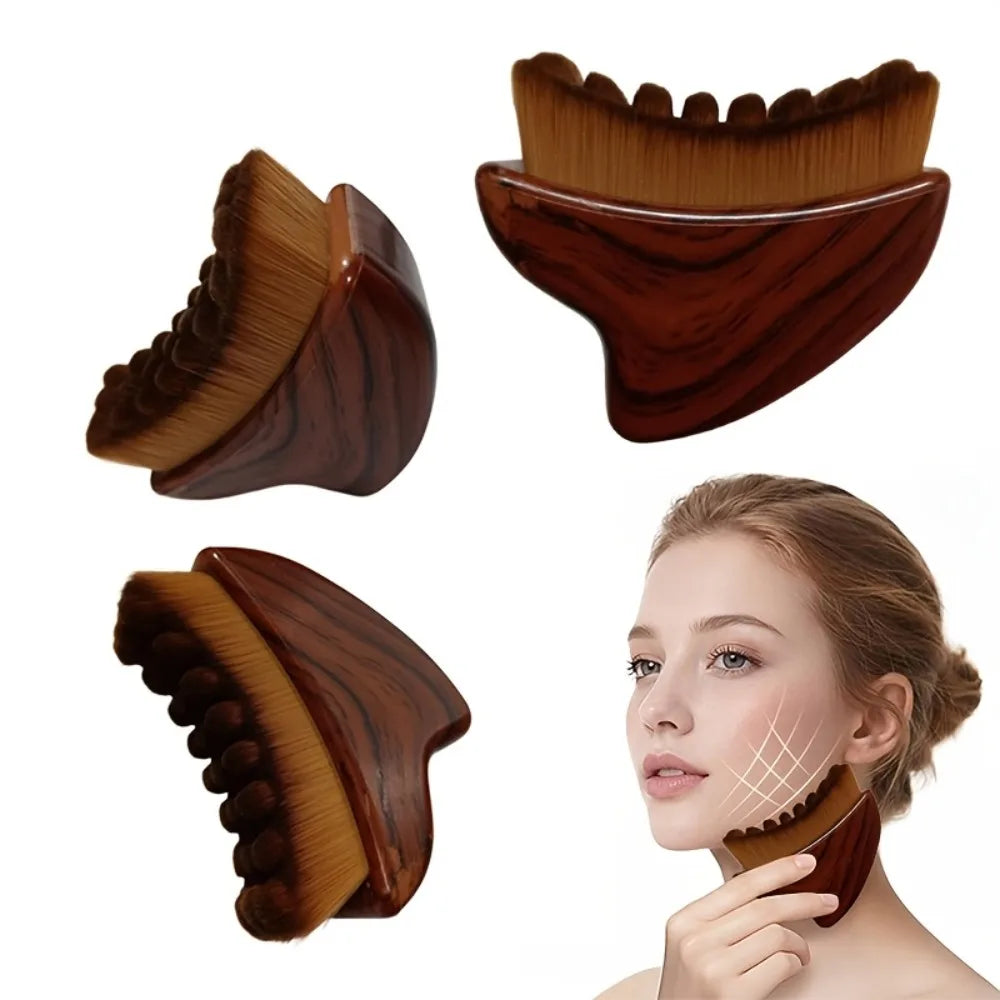 Escova Facial para Drenagem Linfática com Cabeça Angulada para Massagem e Contorno, Cerdas Macias para Aplicação de Creme e Loção