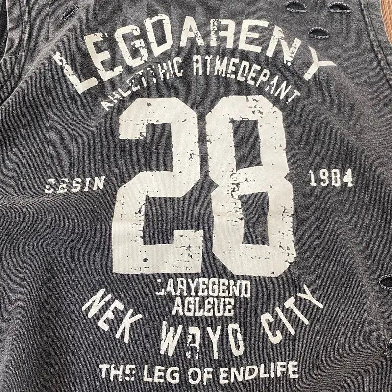 Verão bonito meninos novo preto puro algodão sem mangas perfurado camiseta estilo solto bebê crianças regata
