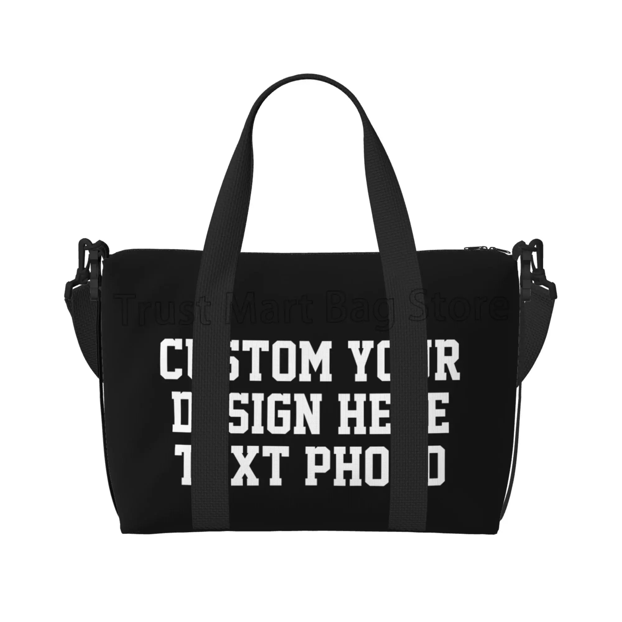 Personalize seu design texto foto impressão duffle sacos personalizado durável fim de semana durante a noite saco para mulheres homens saco de bagagem de viagem