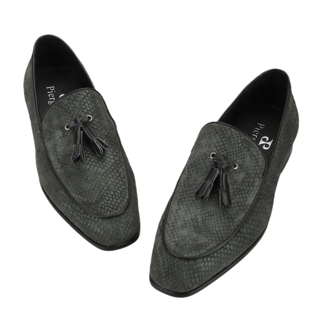 Piergitar-Mocassins de camurça serpentina masculina com borlas de couro combinando, chinelos artesanais para fumar, sola vermelha, novo modelo, 5 cores