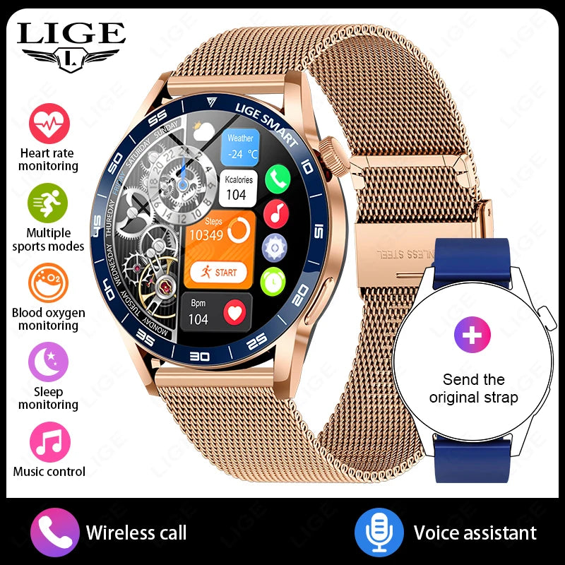 Relógio Inteligente LIGE 2026 com Chamadas de Voz para Homens, Tela HD de 1.38", IP68 à Prova D'água, Relógio Esportivo e Fitness, Novo Smartwatch para Homens e Mulheres, Compatível com Android e iOS