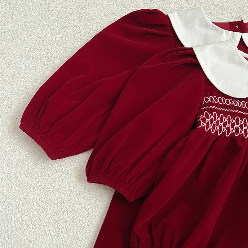 Vestido de manga comprida infantil, Roupas para bebês, Doce cor sólida, Novo, Primavera, Outono