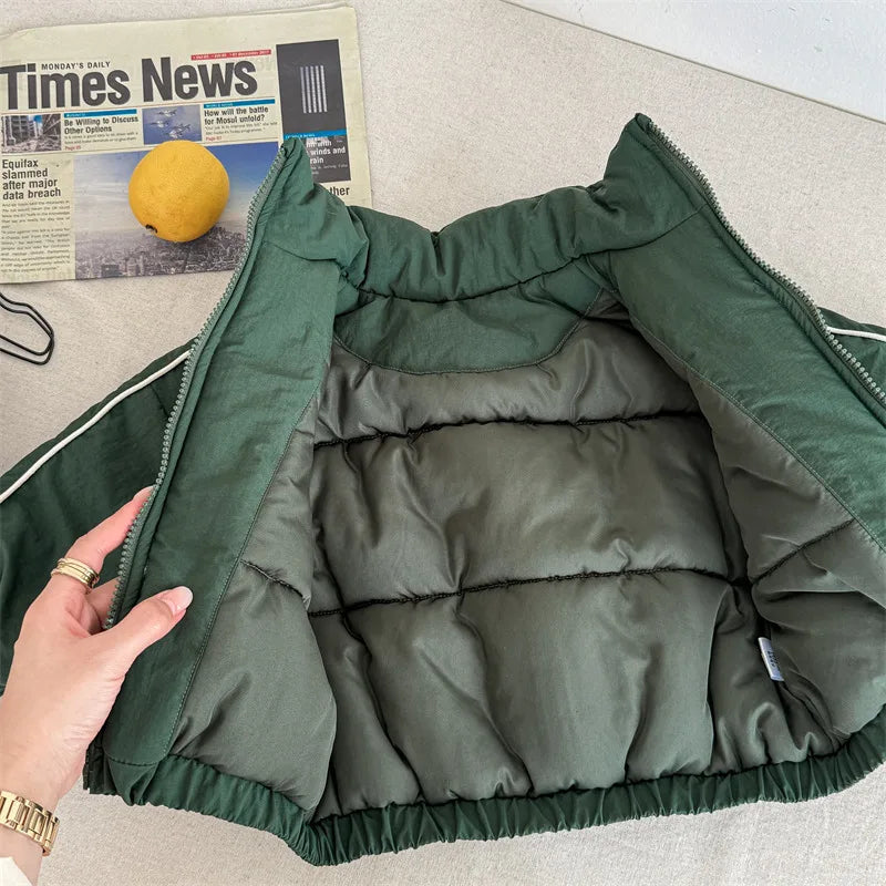 2024 inverno novas crianças manga longa quente carta casaco mais veludo grosso meninos para baixo jaquetas do bebê meninas acolchoado jaqueta crianças roupas