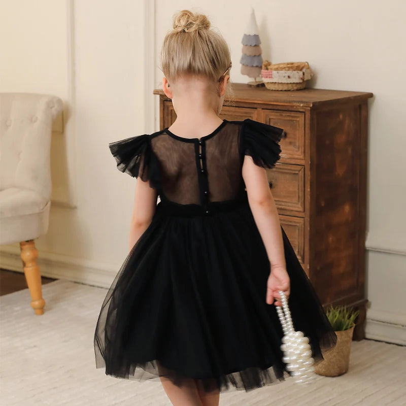 Vestido de princesa sem mangas infantil, vestido curto de verão para meninas, festa de aniversário, performance de evento, simples, 3-10