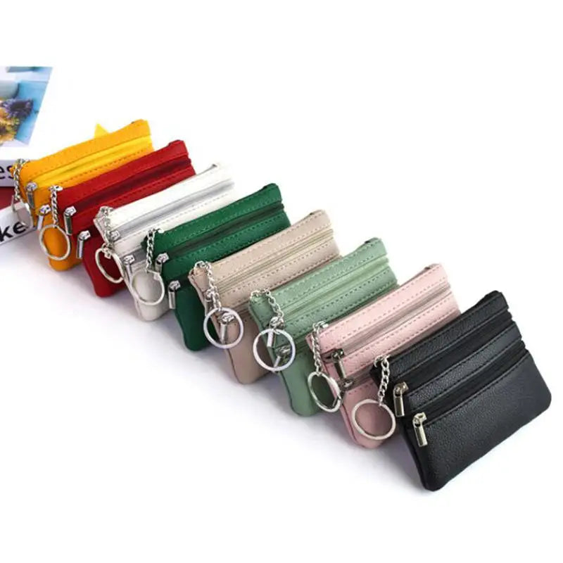 Bolsa de moedas de couro pu 2025 novo com chaveiro bolsa de bolso à prova d'água com zíper resistente ao desgaste porta-cartões de crédito masculino