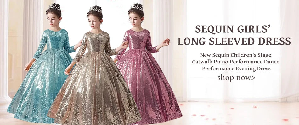 Novo outono/inverno vestido de festa de manga longa elegante menina bordado vestido de desempenho de natal saco de presente para crianças de 3 a 11 anos