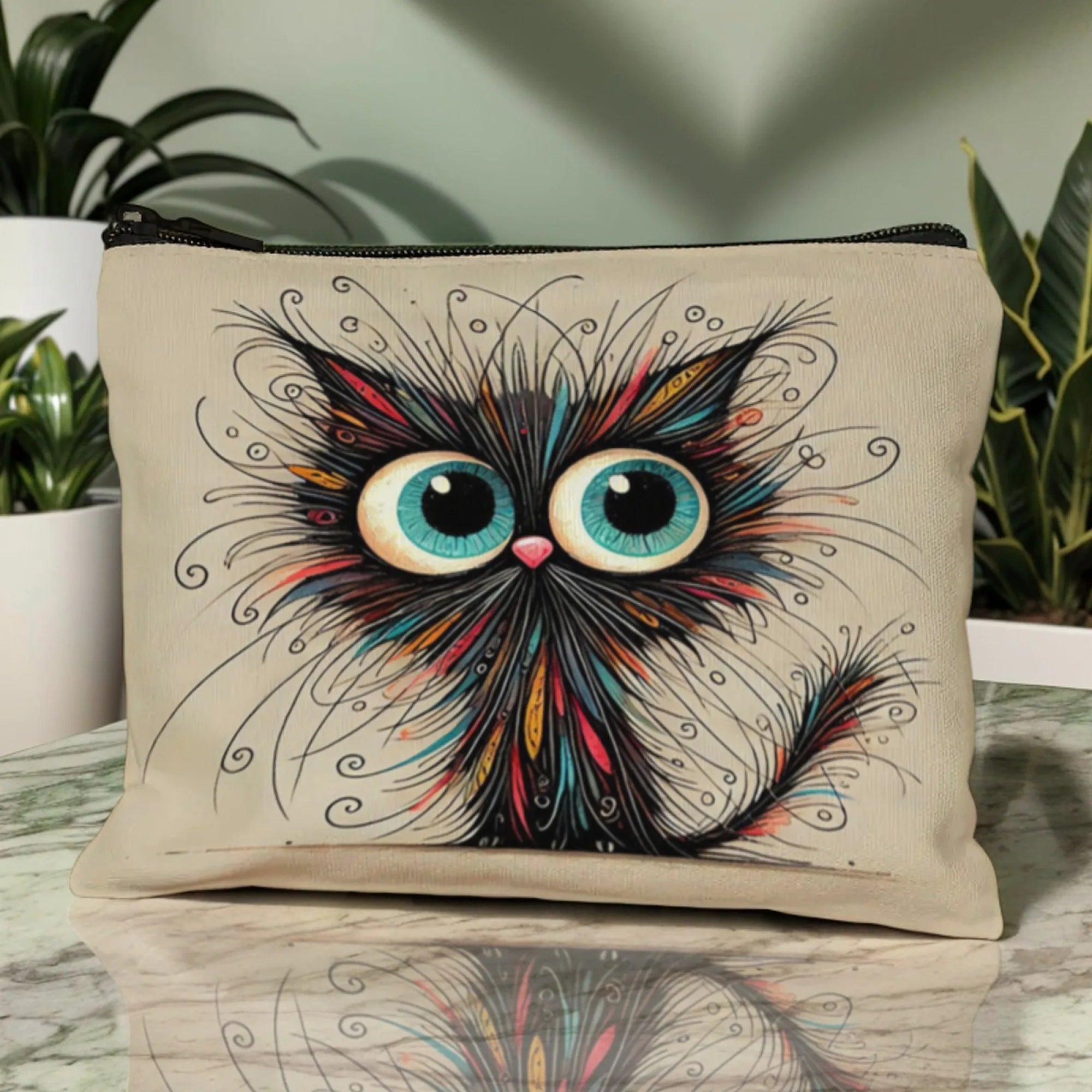 Adorável bolsa de cosméticos de gato preto, elegante e durável, organizador de viagem, bolsa de higiene portátil perfeita para diversão, armazenamento conveniente