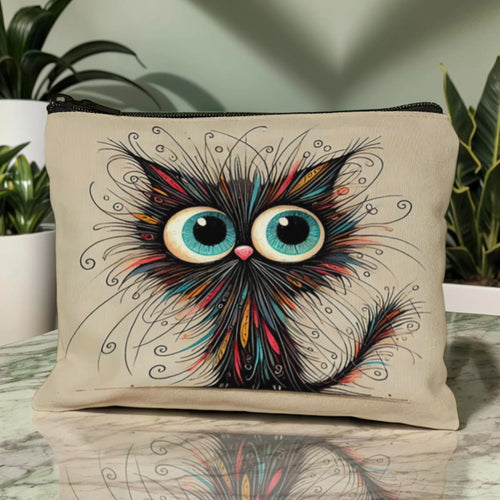 Adorável bolsa de cosméticos de gato preto, elegante e durável, organizador de viagem, bolsa de higiene portátil perfeita para diversão, armazenamento conveniente