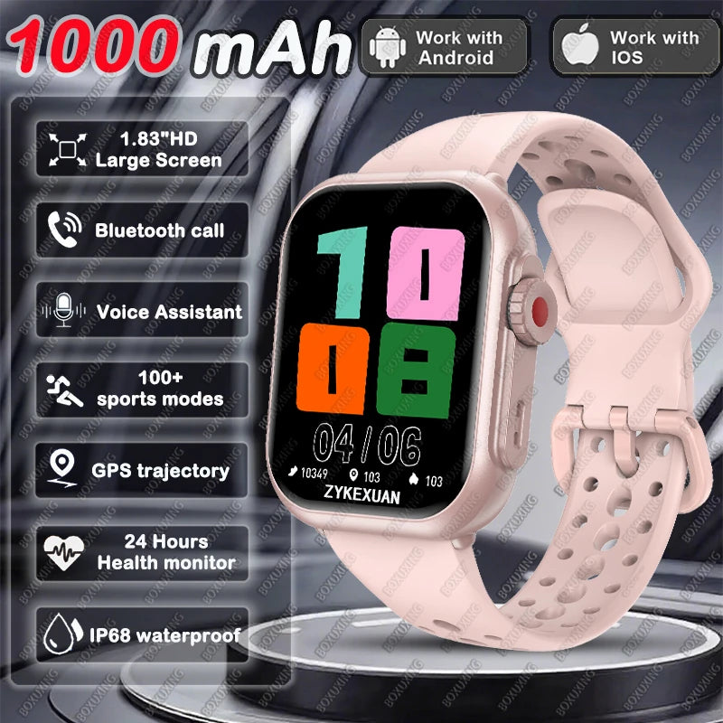 2026 moda feminina relógio ultra2 se relógios inteligentes 1000mah 1.85 "amoled tela de toque completa bt chamada smartwatch para android ios ladie