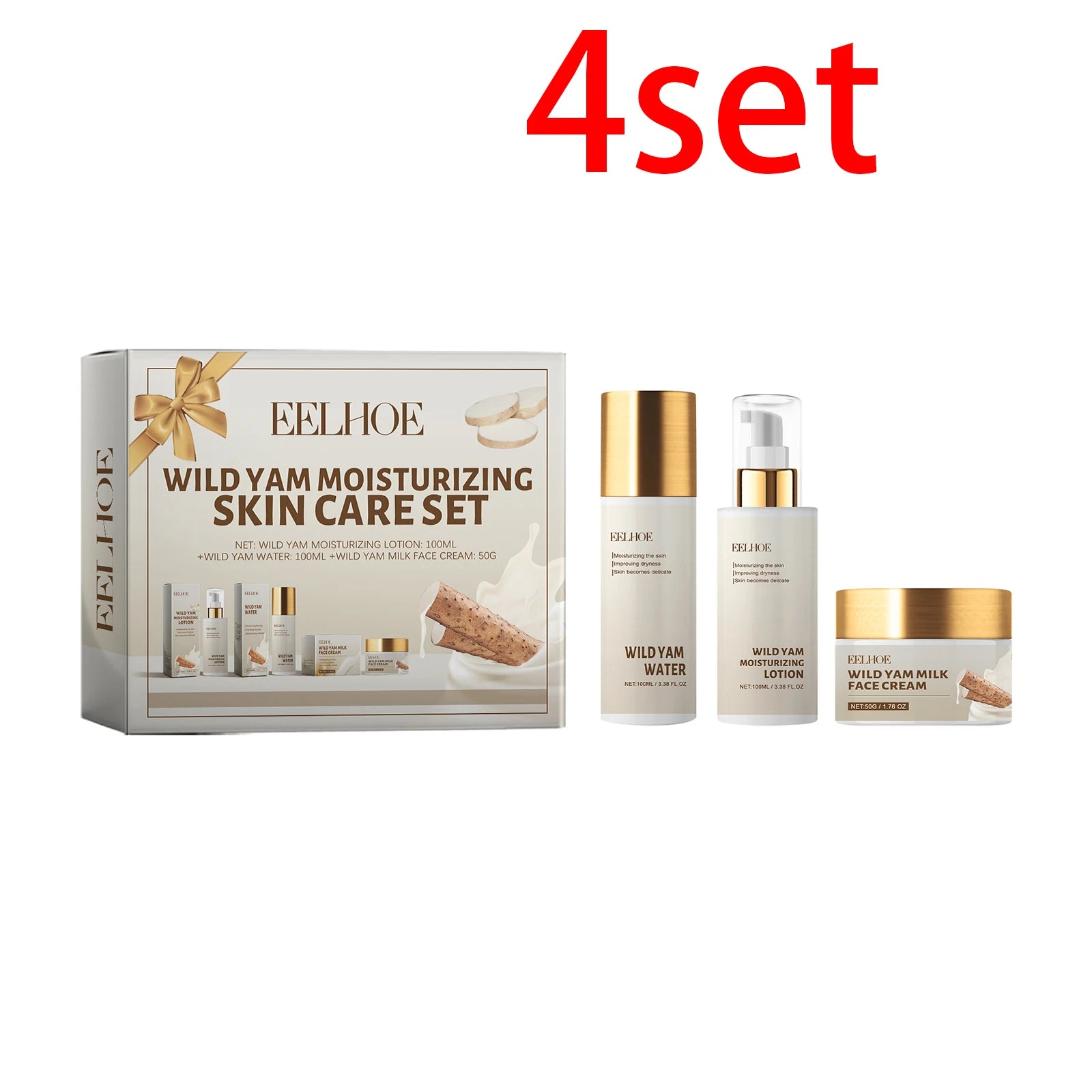 Eelhoe selvagem yam hidratante conjunto de cuidados com a pele 1 conjunto inverno hidratante creme facial loção toner kit barreira protetora não gordurosa