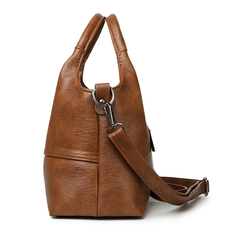 Bolsa, bolsa feminina, 2025 nova bolsa de couro macio moderna e simples, bolsa mãe de meia-idade, versátil de ombro único cr