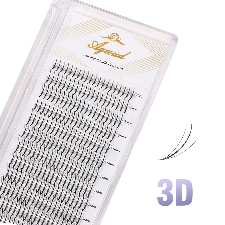 Aguud 3d/5d/7d/9d fino pré-fabricado fãs lash extensão pontiaguda base promade pico fãs cluster cílios volume russo lash extensão