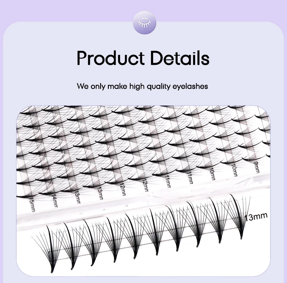 Aguud 3d/5d/7d/9d fino pré-fabricado fãs lash extensão pontiaguda base promade pico fãs cluster cílios volume russo lash extensão
