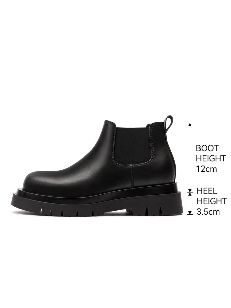 Botas Chelsea Vintage Masculinas Maden, Estilo Britânico, Botas Altas Pretas com Bico Redondo, Calçados Clássicos para Outono e Inverno